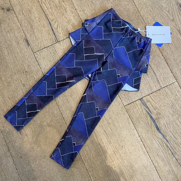 Wolf and Rita Mountains Blue Ruffle Leggings NEW - Picture 3 of 6